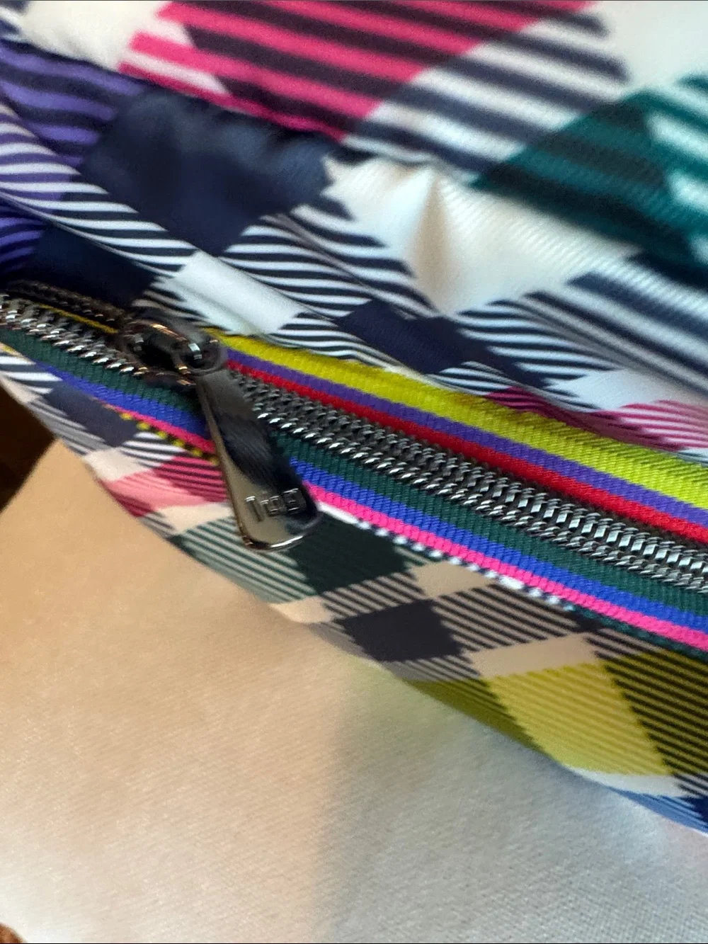 LUG playful plaid Bumper Quilted  Cosmetic Pouch with side carry handle